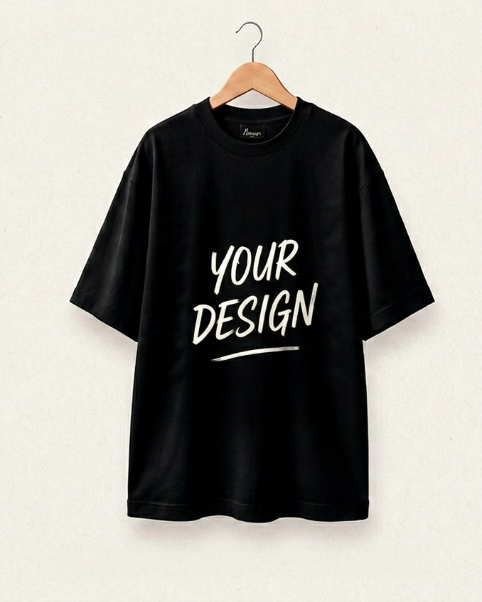 Schwarzes AJ Design T-Shirt mit Your Design Motiv